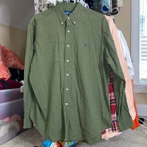 Green plaid Ralph Lauren button up shirt